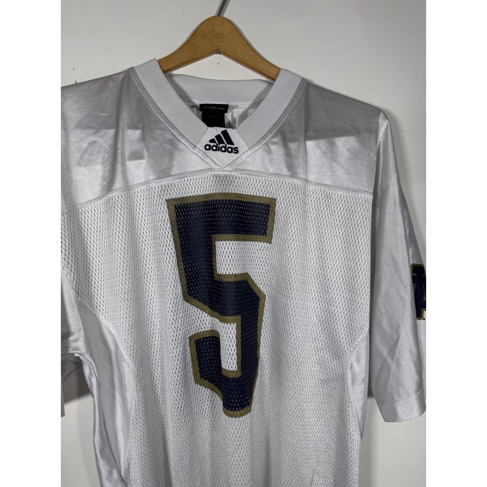Adidas Notre Dame Fighting Irish White Mesh Football Jersey Number 5 Mens M